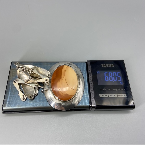 Vintage Sterling Silver & Bruneau Jasper Medallion Necklace - Picture 11 of 16